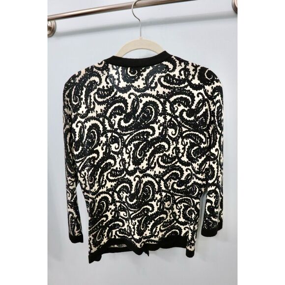 Vintage Talbots Black Paisley Cardigan M - Picture 4 of 4
